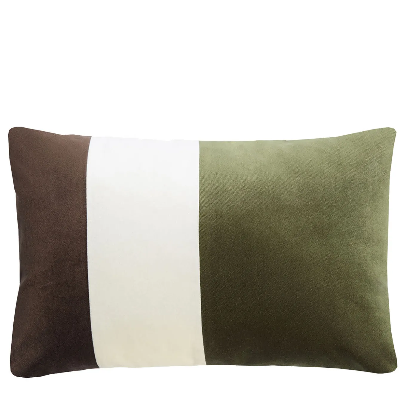 Cuscino triplo in velluto marrone e verde