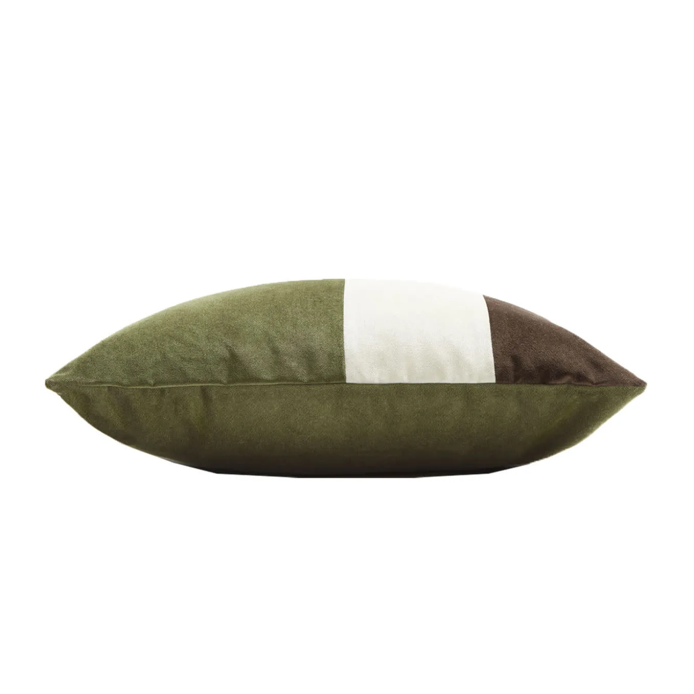 Cuscino triplo in velluto marrone e verde