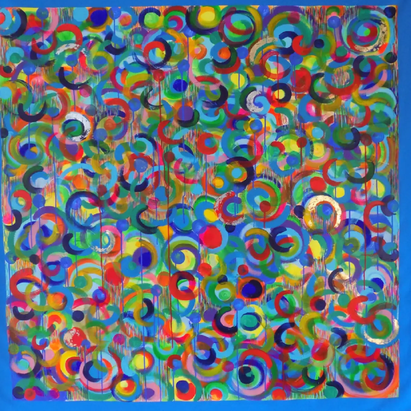 Danza dei colori Pittura acrilica di grandi dimensioni in blu