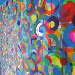 Danza dei colori Pittura acrilica di grandi dimensioni in blu