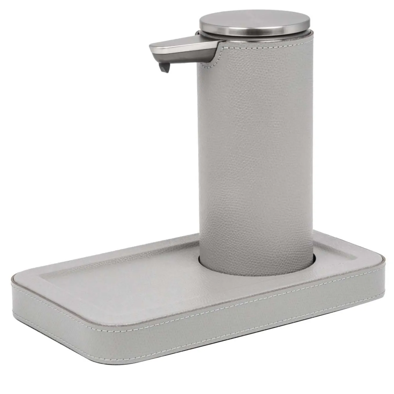Dispenser automatico in pelle grigio chiaro con vassoio Igea