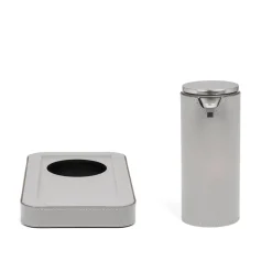 Dispenser automatico in pelle grigio chiaro con vassoio Igea