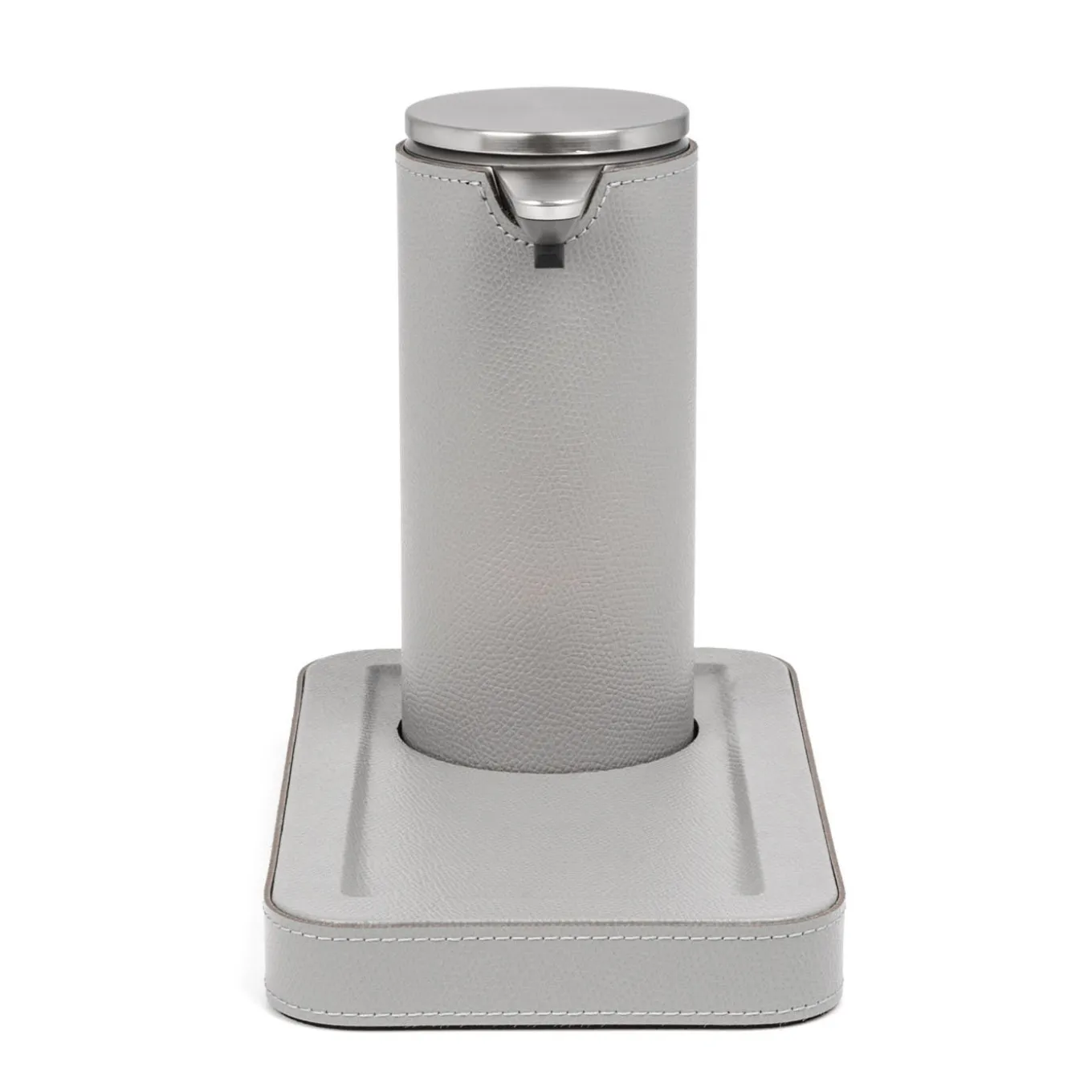 Dispenser automatico in pelle grigio chiaro con vassoio Igea