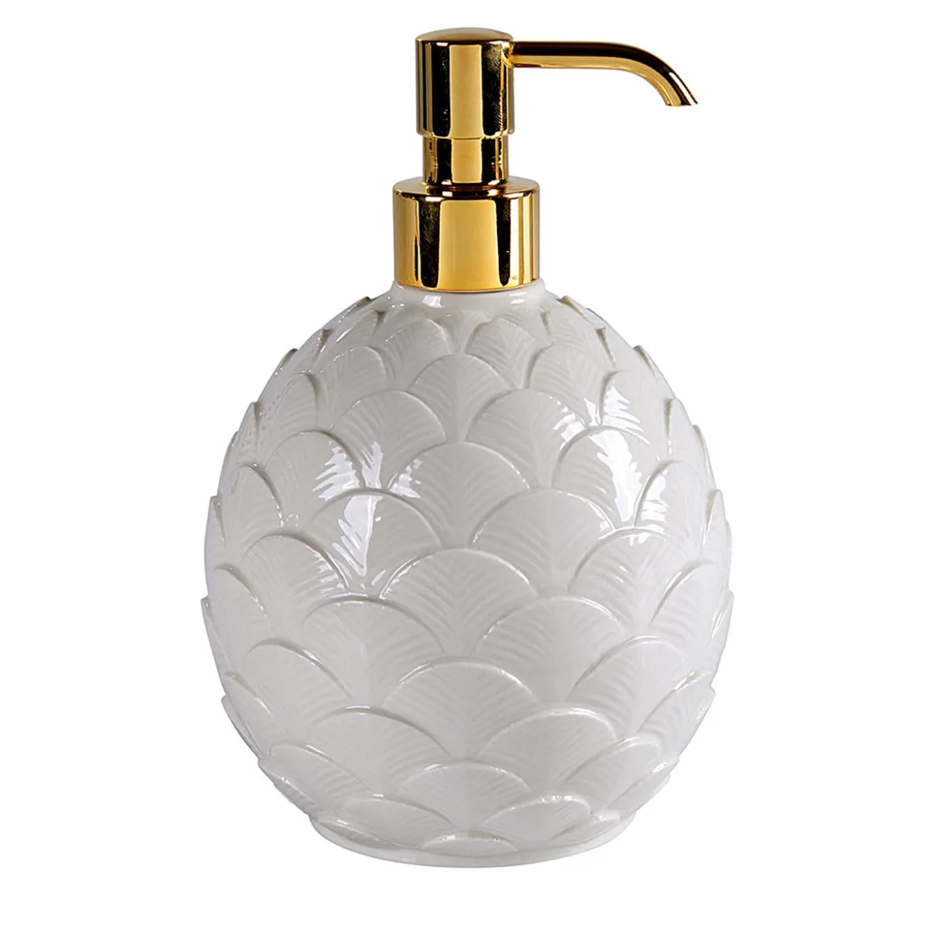 DISPENSER DI SAPONE ROTONDO A FORMA DI PAVONE - BIANCO