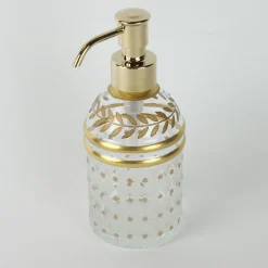 Dispenser per sapone in vetro decorato in oro