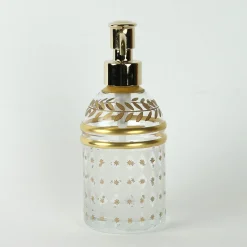 Dispenser per sapone in vetro decorato in oro