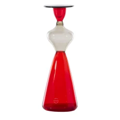 Donna Campigliesca Vaso antropomorfo in vetro rosso di Gio Ponti