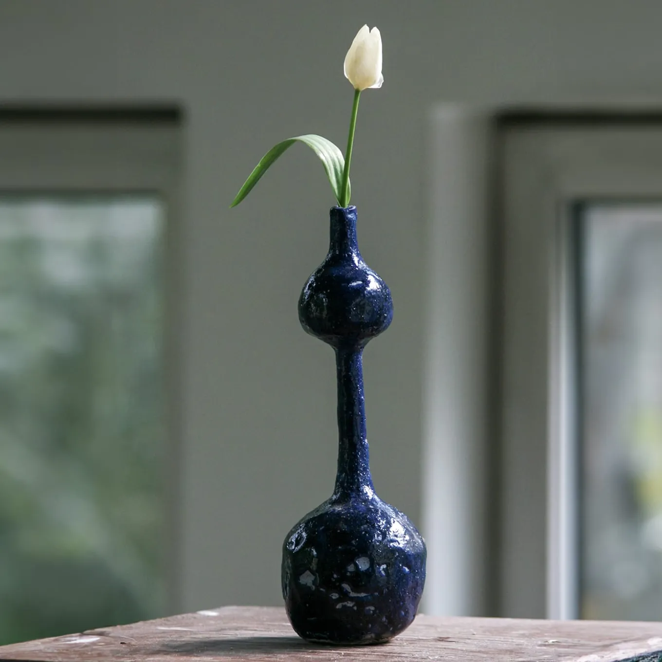 Due Palle Vaso a bocciolo blu