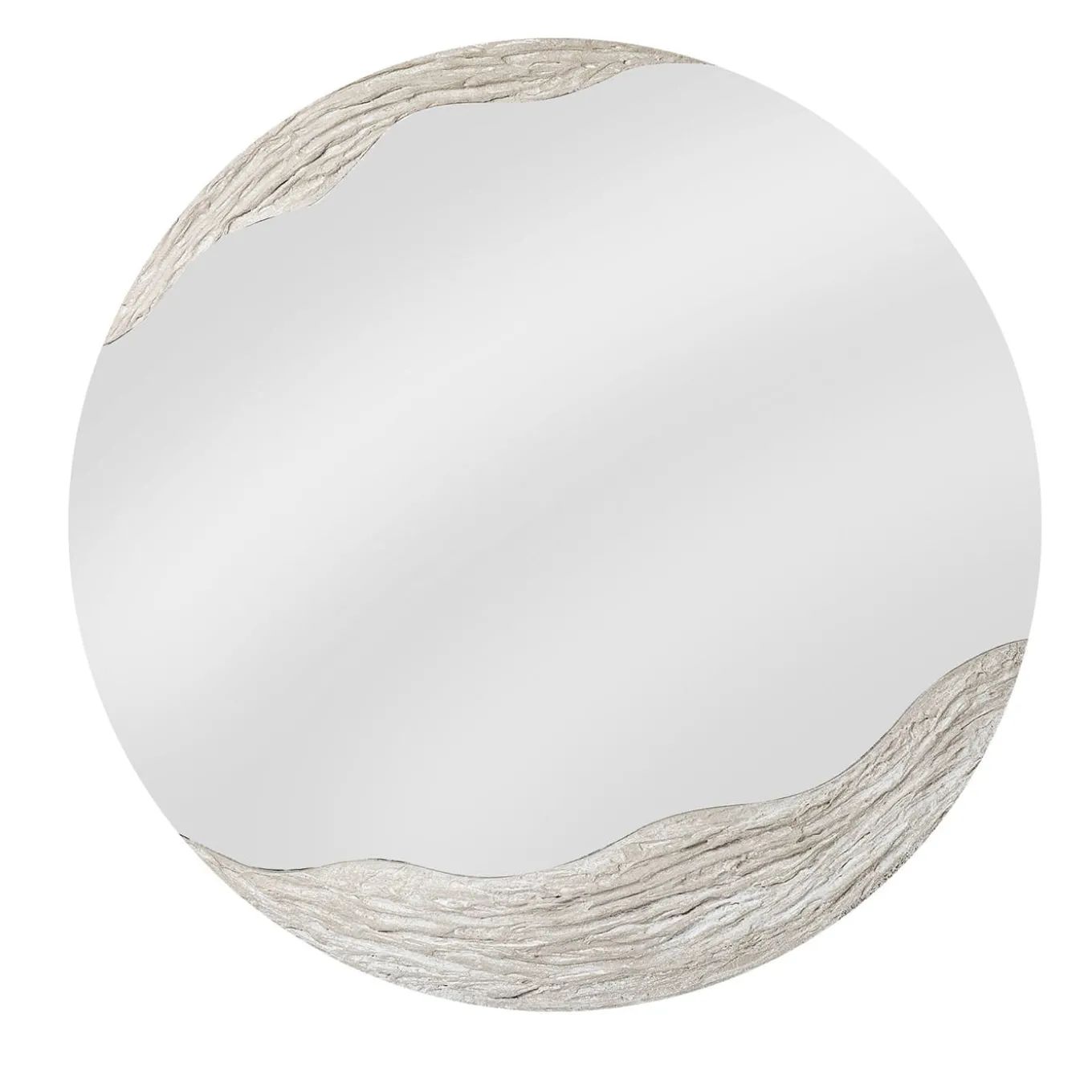 Dune Specchio Tondo Decorato Con Resina Materica Color Beige