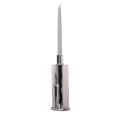 Elegante portacandele alto in argento placcato