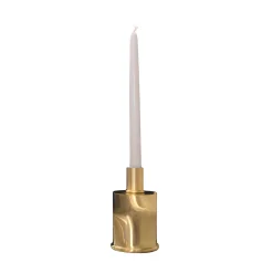Elegante portacandele corto in ottone spazzolato