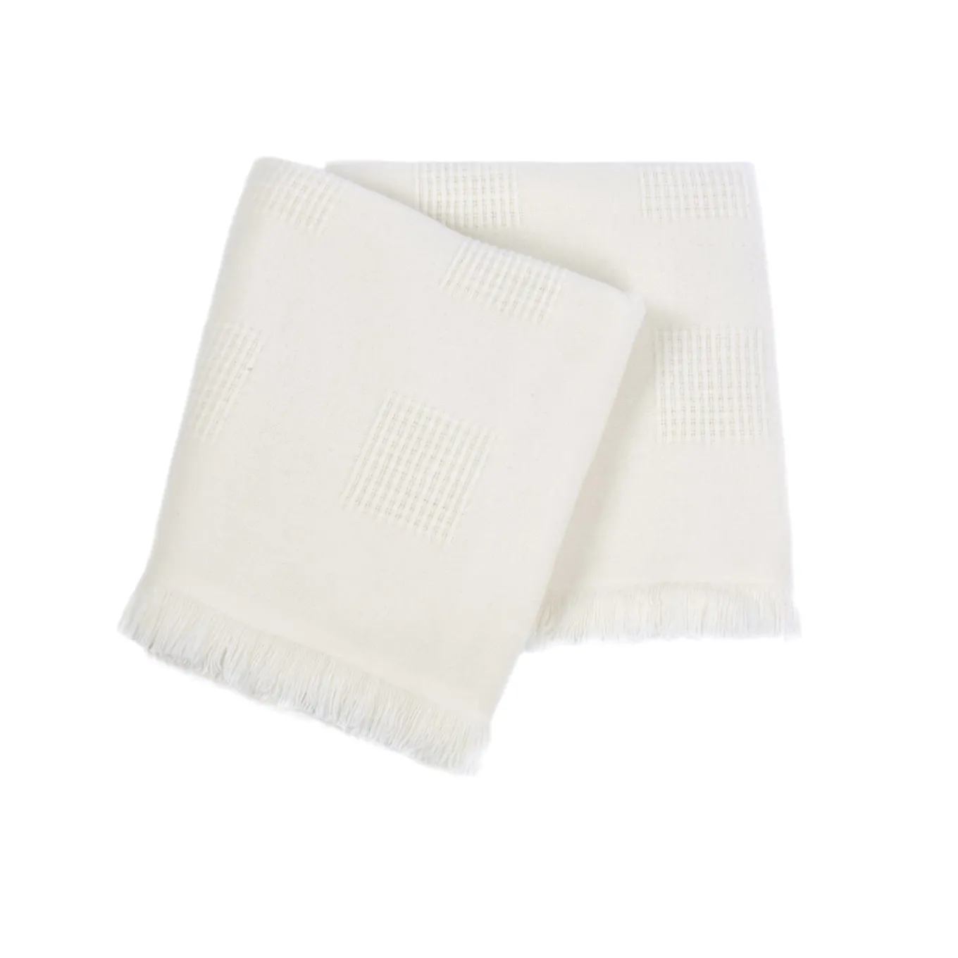 Farnese Crema 100% Cashmere Singolo Plaid con frange corte