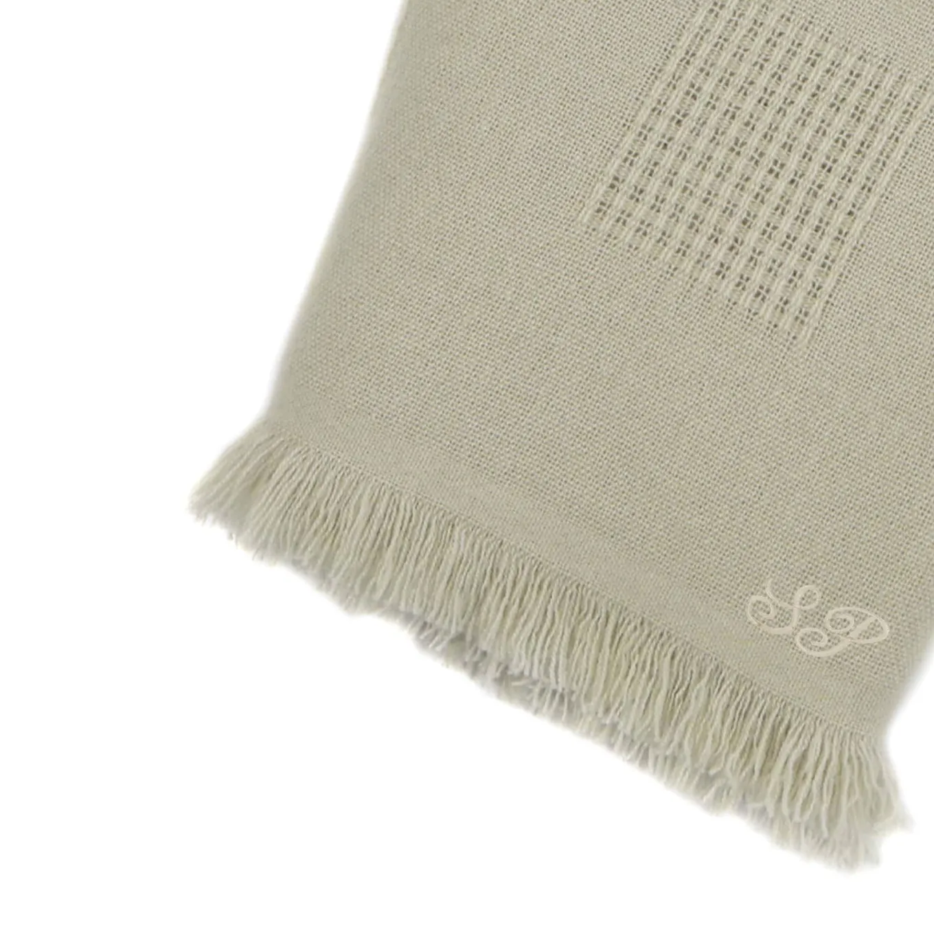 Farnese Salvia chiara 100% Cashmere Singolo Plaid con frange corte