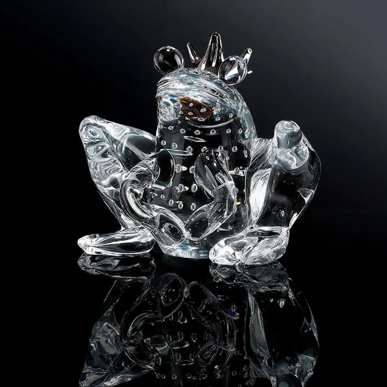 Figurina in vetro trasparente del Principe Ranocchio