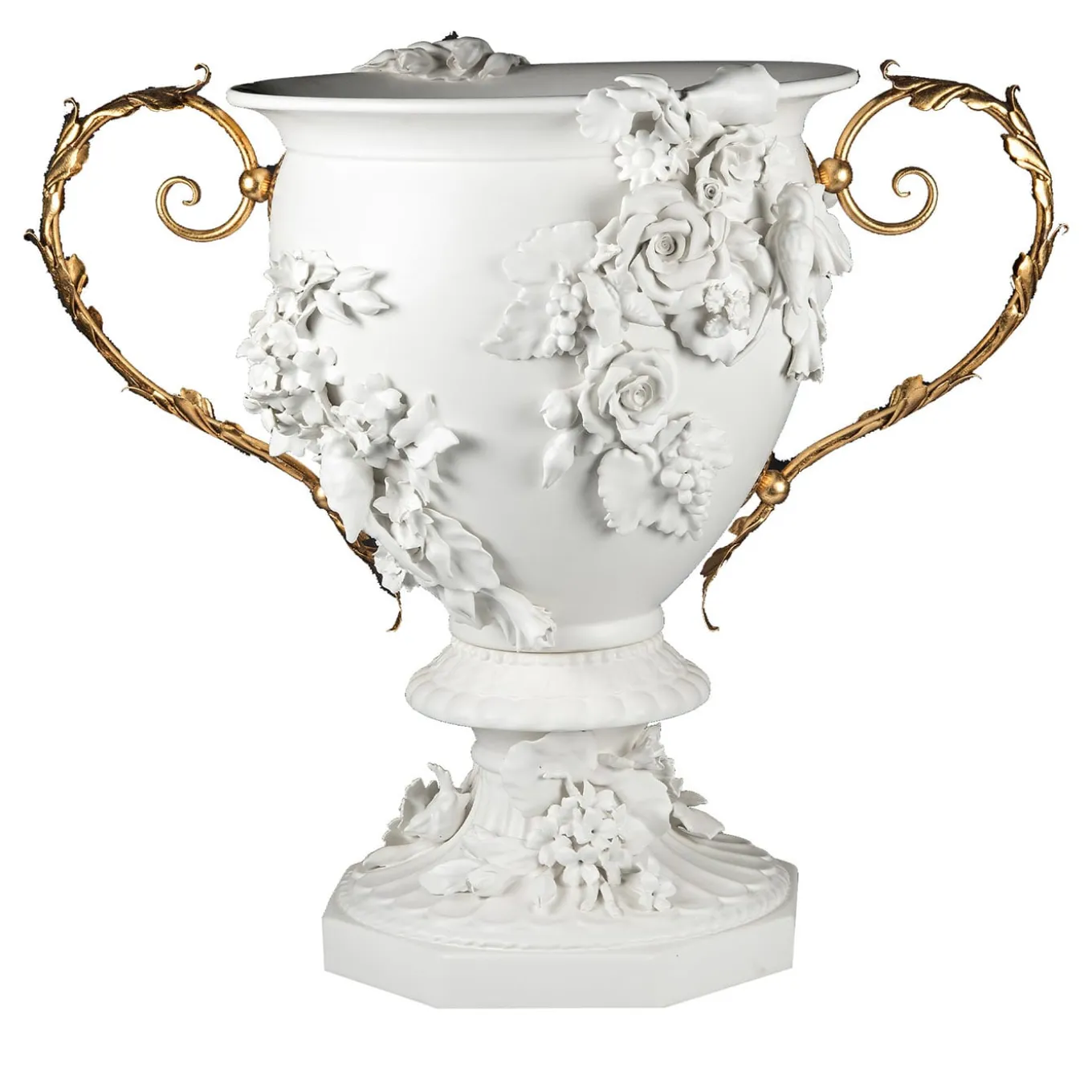 Fiori Floral Vaso a calice bianco e oro di Antonio Fullin
