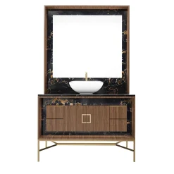 Frame S Port Laurent Mobile da bagno in marmo e legno con specchio