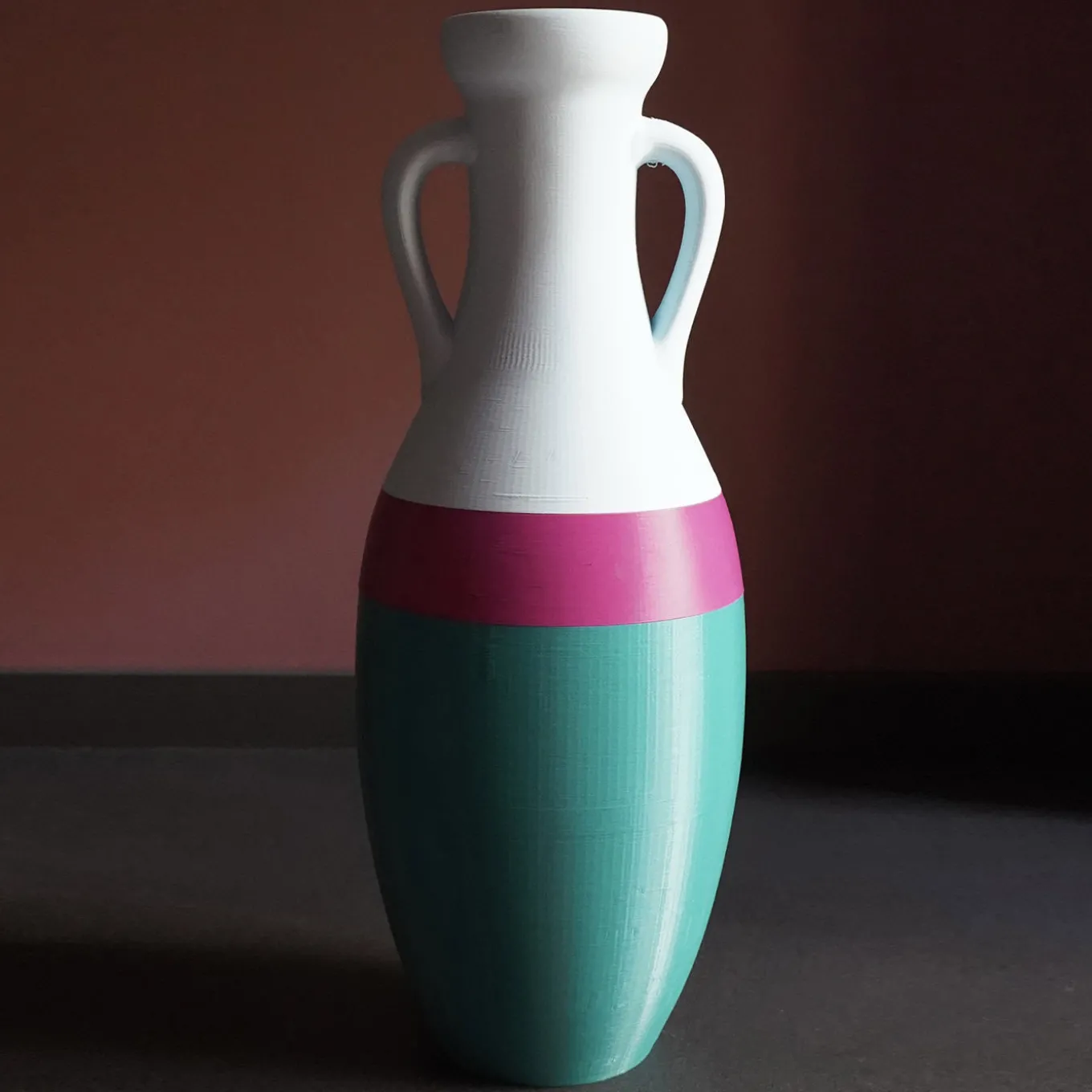 Giulio Cesare Anfora XL verde fucsia e azzurra