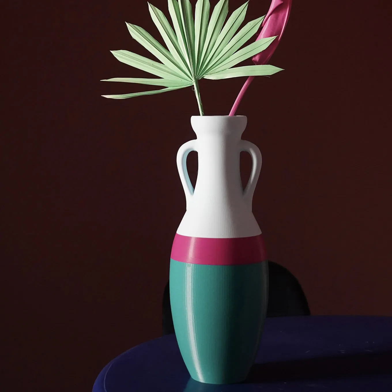 Giulio Cesare Anfora XL verde fucsia e azzurra