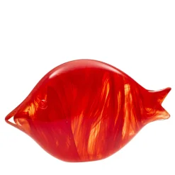 Grande pesce stilizzato in vetro di Murano rosso