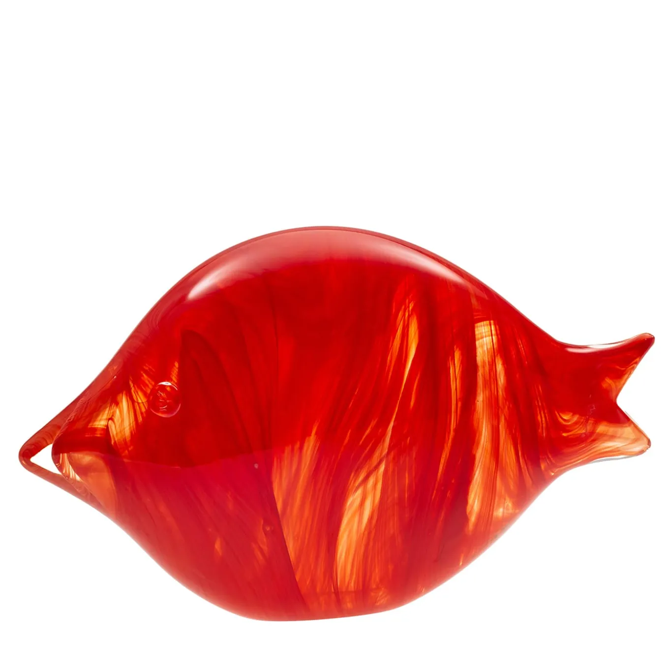 Grande pesce stilizzato in vetro di Murano rosso