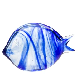 Grande pesce stilizzato in vetro di Murano blu