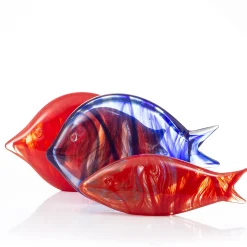 Grande pesce stilizzato in vetro di Murano blu
