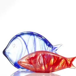 Grande pesce stilizzato in vetro di Murano blu