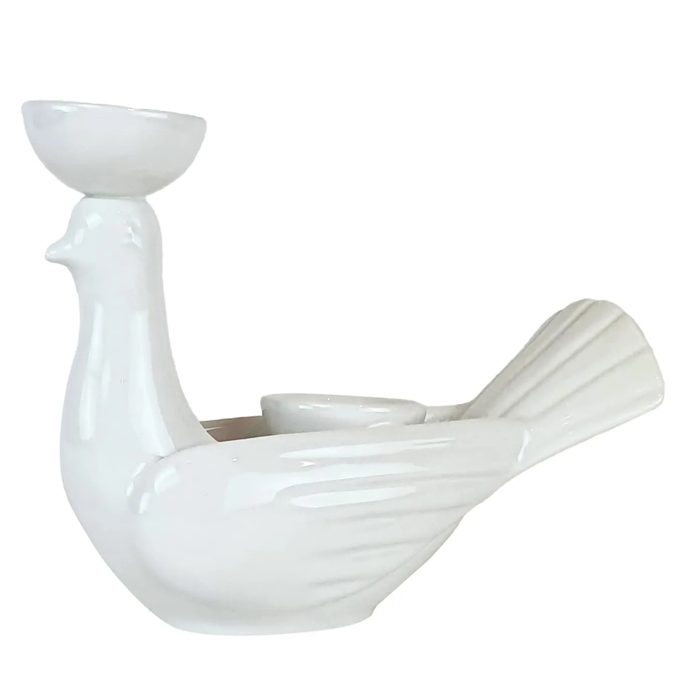 Grande Portacandela in Ceramica Fiamme Bestiali Colomba Bianca