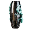 Grande vaso marrone con 2 gechi