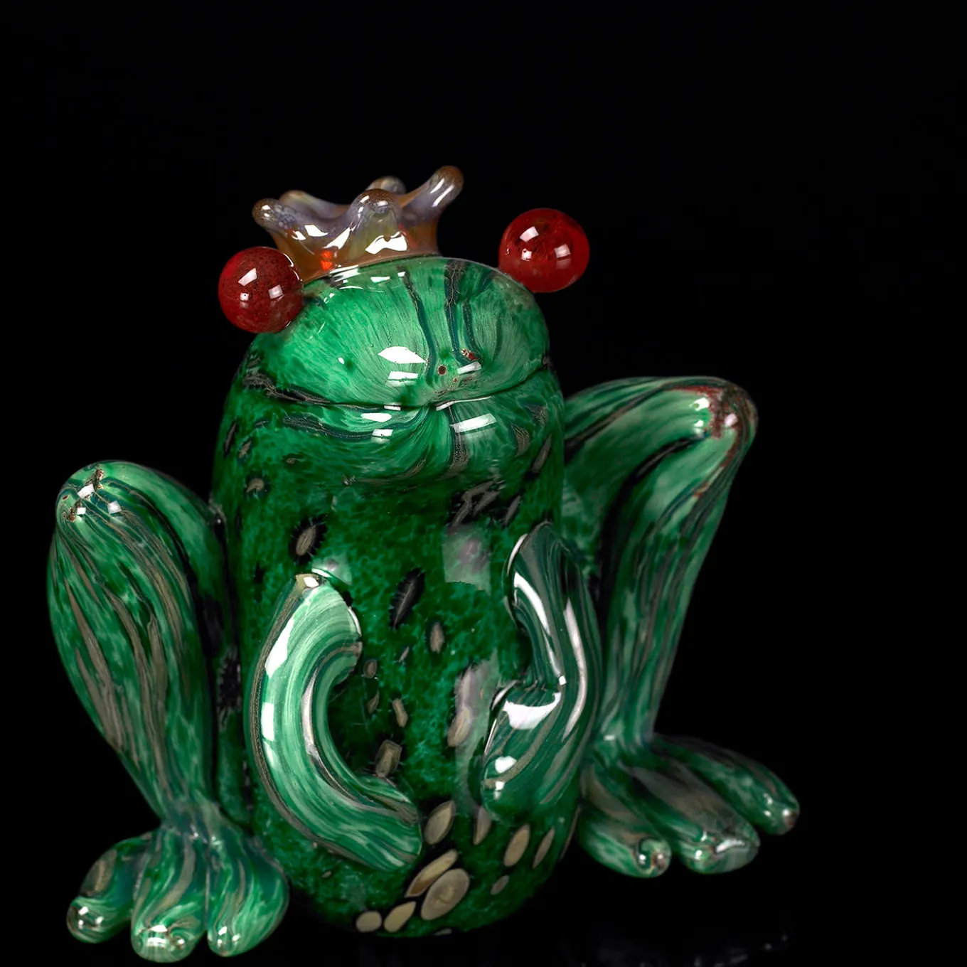 Il principe ranocchio, statuetta in vetro verde