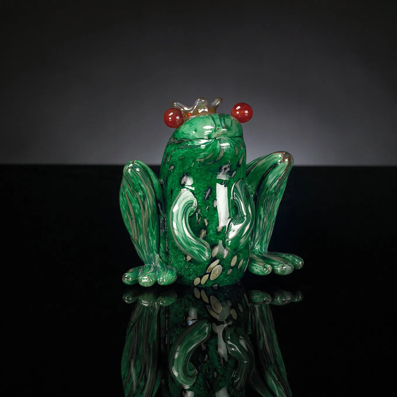 Il principe ranocchio, statuetta in vetro verde