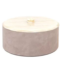 Kelly - Scatola cilindrica grande con coperchio, color taupe