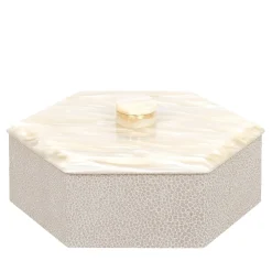 Kelly Low Scatola piccola di crema a taglio esagonale con coperchio