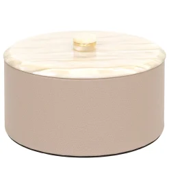 Kelly Scatola media cilindrica beige con coperchio