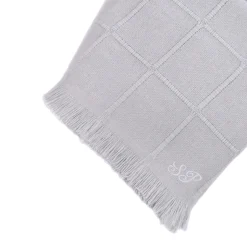 Kimberly Ecru 100% Cashmere Doppio Plaid con frange corte