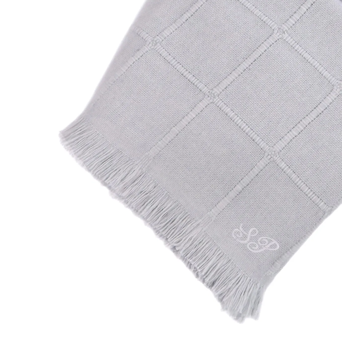 Kimberly Ecru 100% Cashmere Doppio Plaid con frange corte