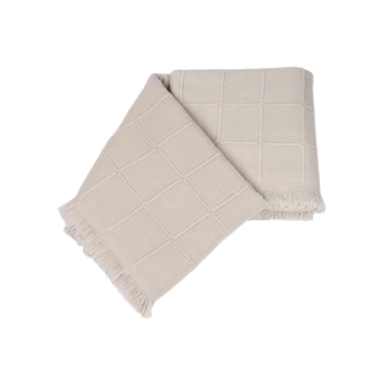 Kimberly Soft Powder 100% Cashmere Double Plaid con frange corte laterali