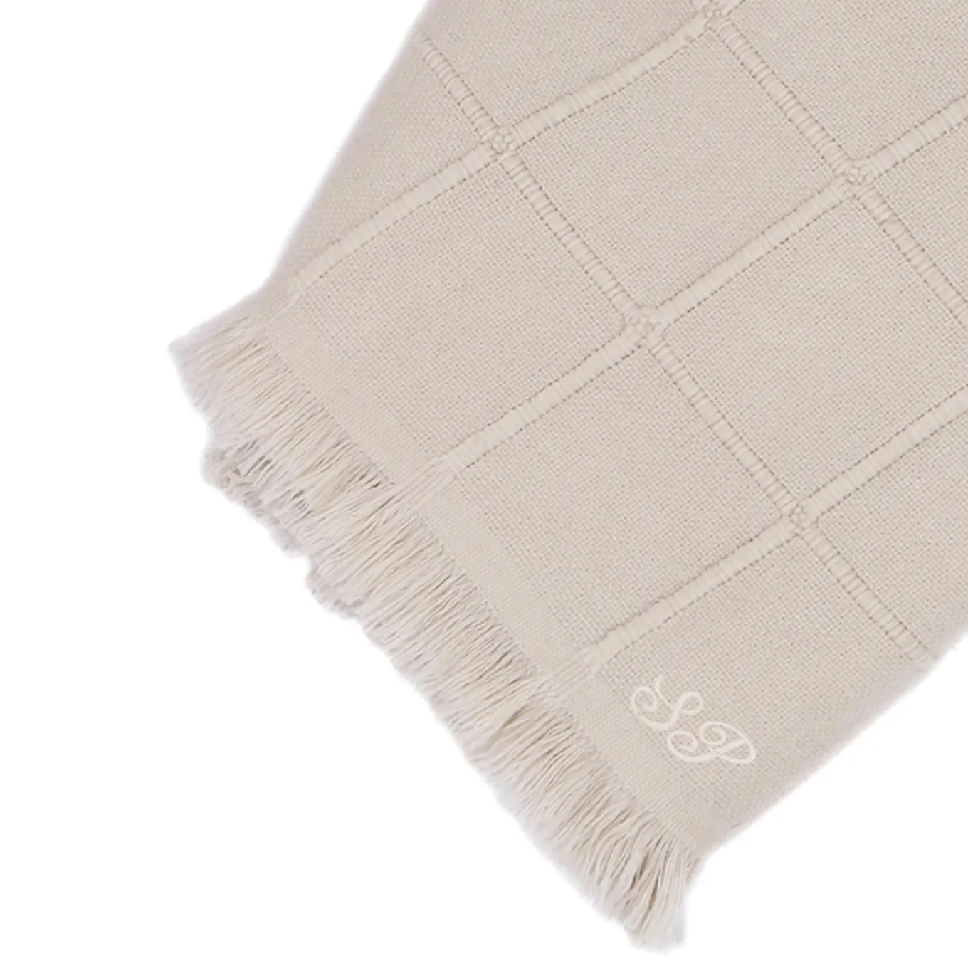 Kimberly Soft Powder 100% Cashmere Double Plaid con frange corte laterali