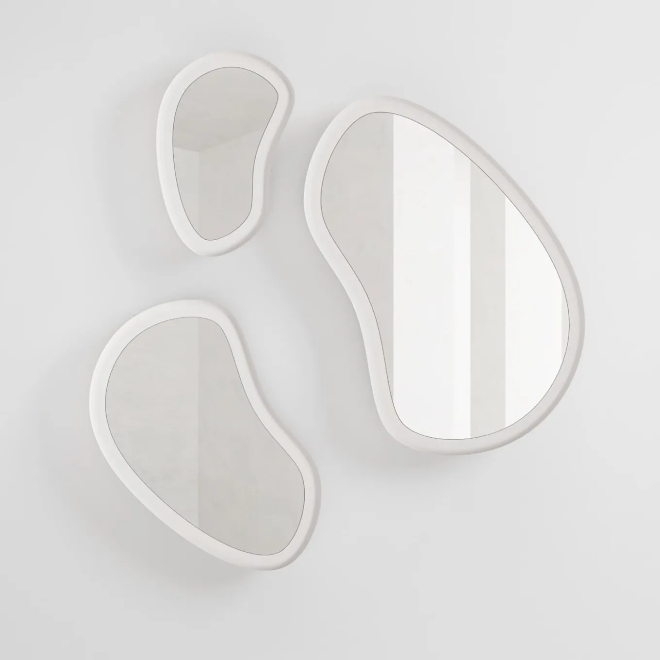 Laghi White Wood Set Of 3 Wall Mirrors