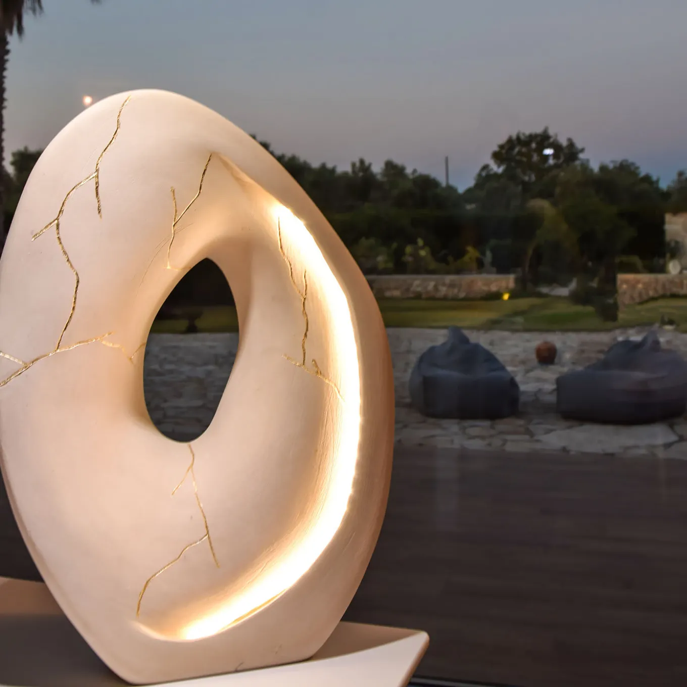 Lampada scultura in pietra di Kintsugi Lecce #1