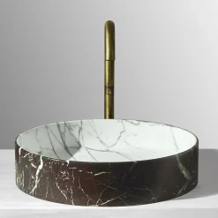Lavabo Blessed Circle in Rosso Lepanto e Calacatta Carrara