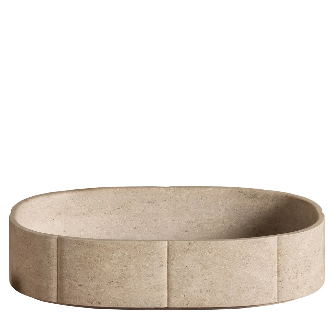 Lavabo con top in marmo ovale beige sartoriale