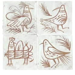 Le Pavoncelle Vallauris Set di 4 piastrelle