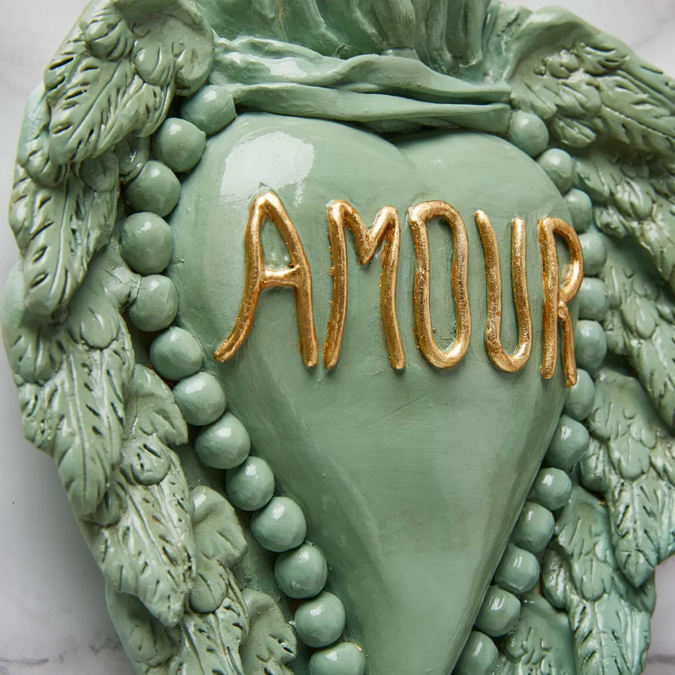 LE TEMPS DE L'AMOUR CUORE IN CERAMICA VERDE ACQUA