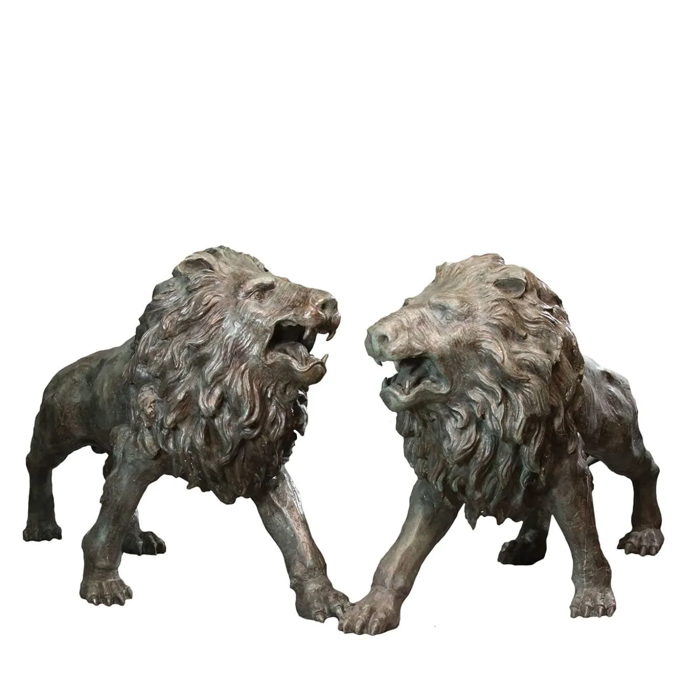 Leoni coppia di Sculture in Bronzo
