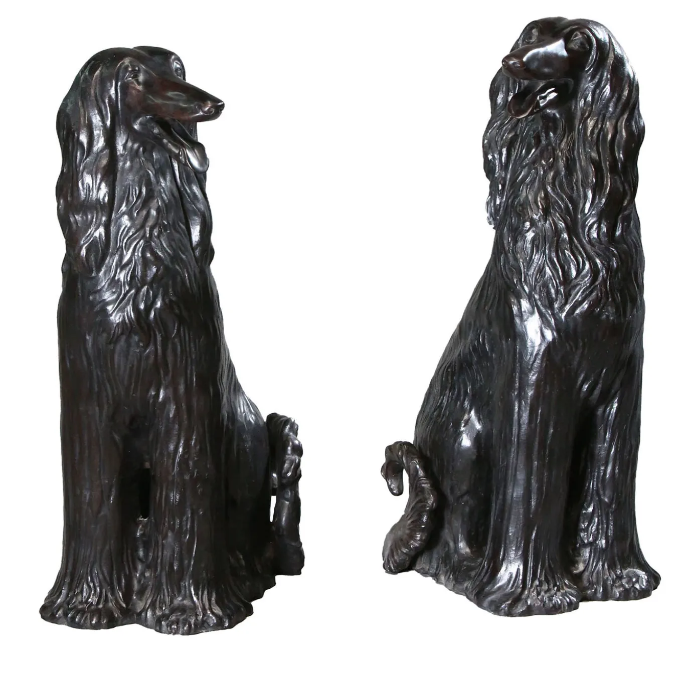 Levrieri Afgani coppia di Sculture in Bronzo