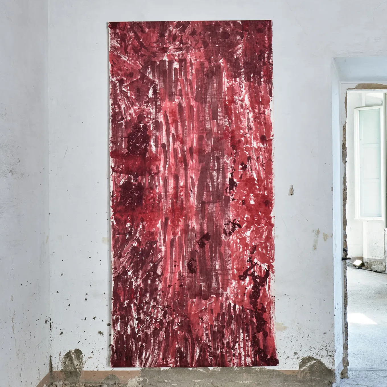 Lino Dipinto a Mano Deserto Rosso