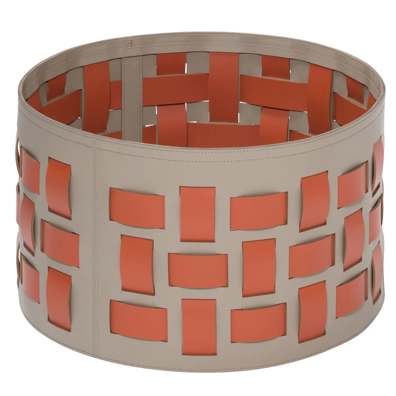 Lisbona 9 Cestino rotondo arancione e beige