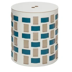 Lisbona N. 13 Cestino rotondo bianco con coperchio