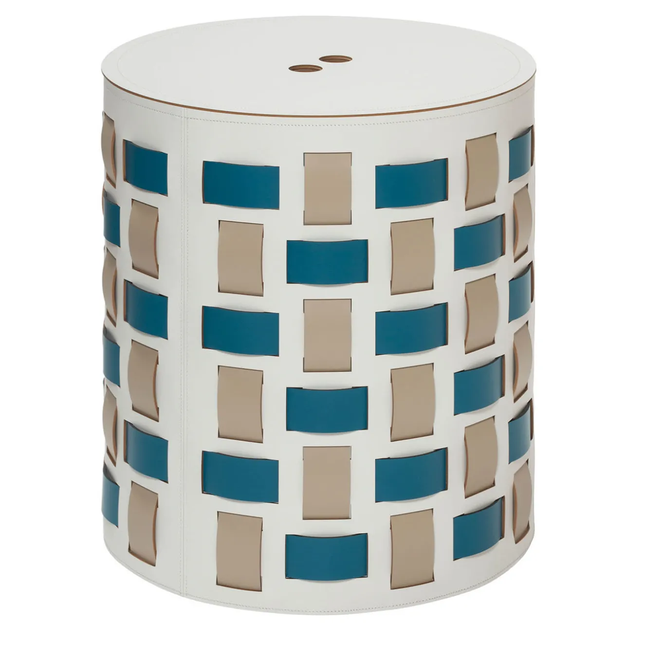 Lisbona N. 13 Cestino rotondo bianco con coperchio